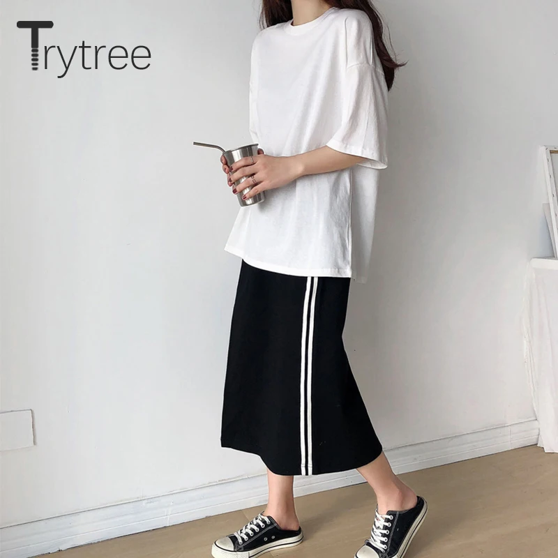 Trytree Летняя Повседневная Женская Однотонная футболка 10 цветов женский топ из