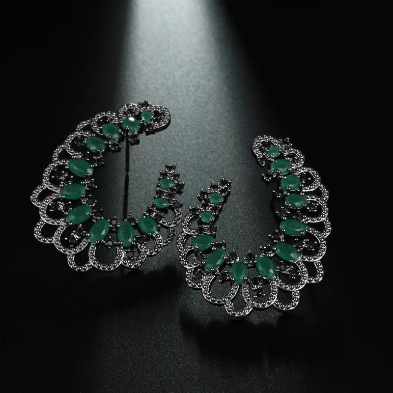 Новинка 2017 темно-красные серьги-гвоздики AAA с черным пистолетом винтажные