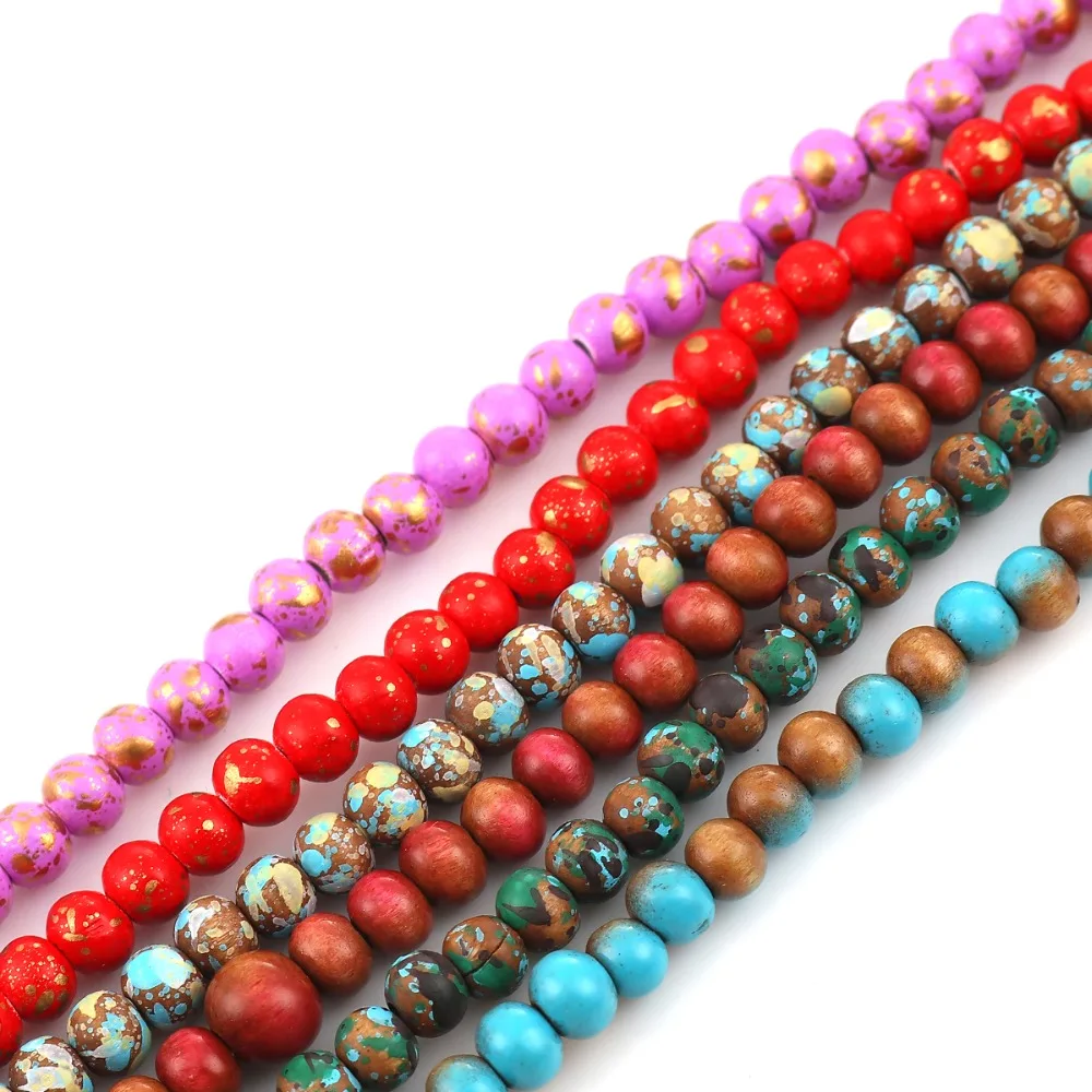DoreenBeads модные деревянные бусины Круглые многоцветные шармы в форме пятна