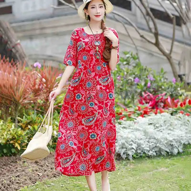 Летние шорты с длинными рукавами хлопковый текстиль принтом Женское платье плюс