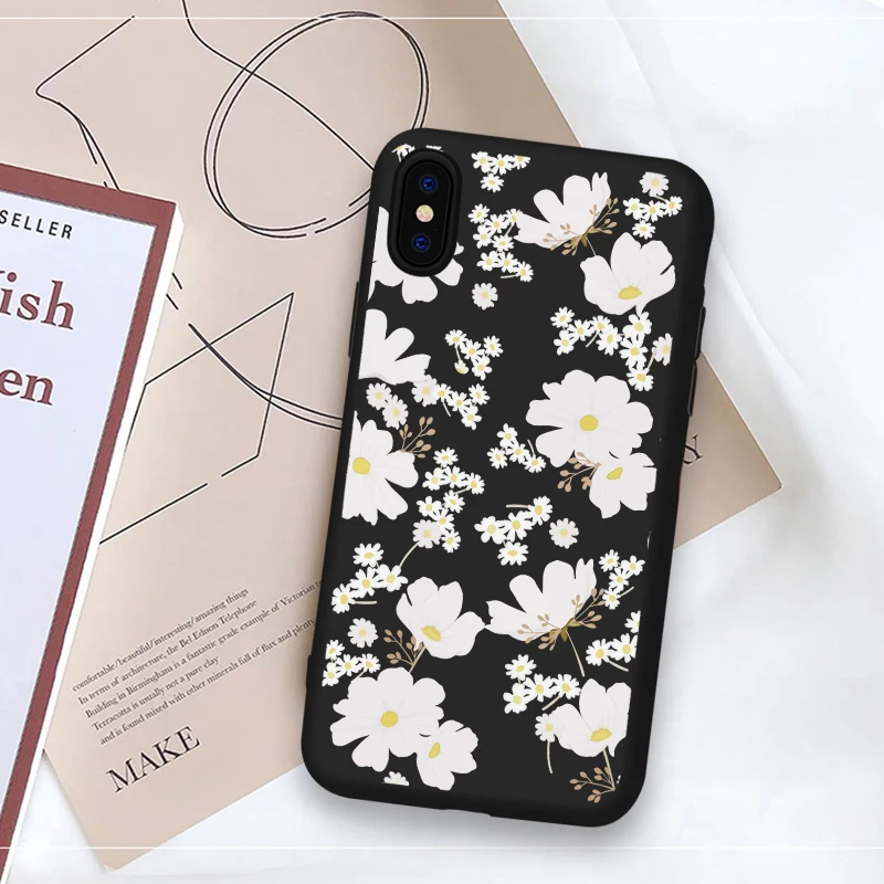 Роскошный летний мягкий чехол с цветочным рисунком розы для iPhone X XR MAX милый
