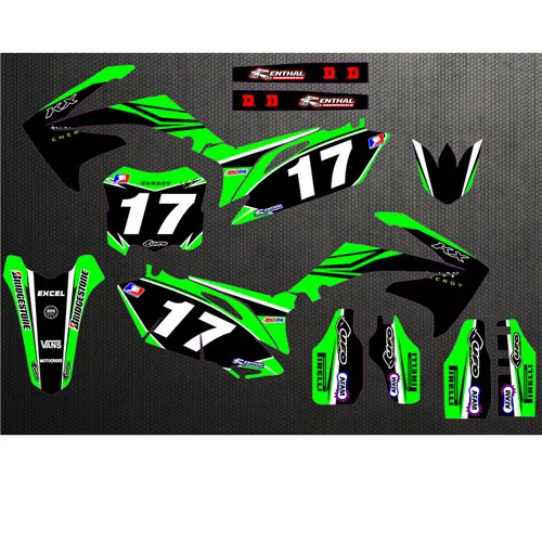 Number 17 Глянцевый Графический номер на заказ& фоны Наклейка для Honda CRF250R CRF250 2010 2011 2012 2013 CRF 250R CRF 250 R - Цвет: Number 17