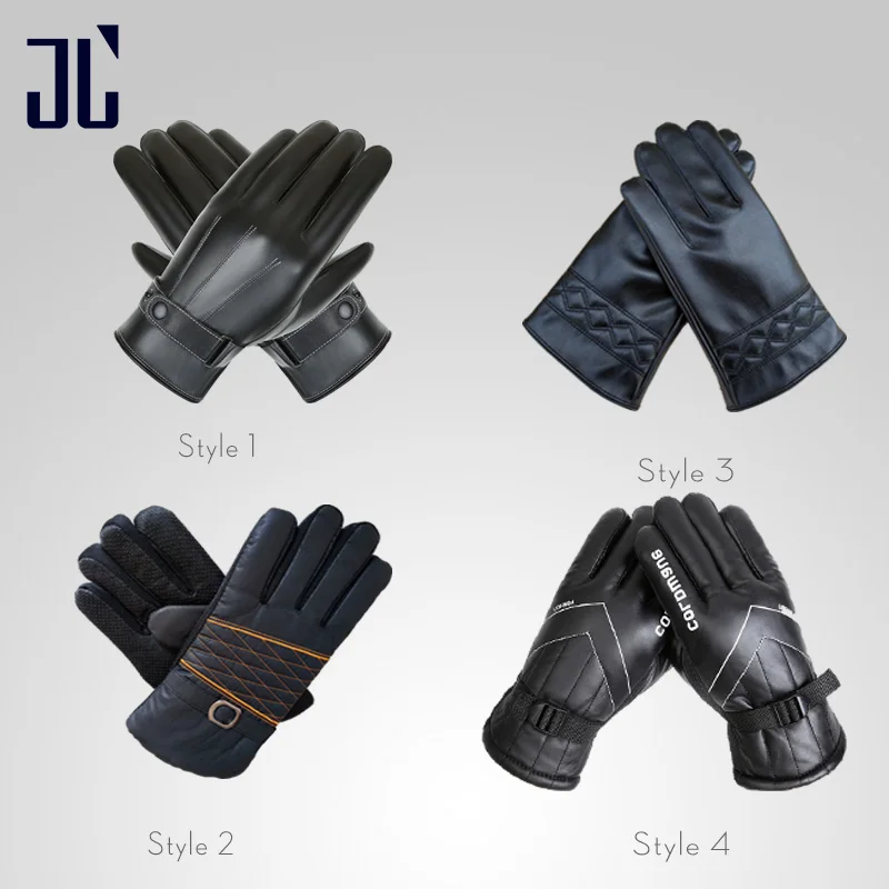 JL Touch Screen Winter Gloves Men PU Leather Thick Warm Windproof Male Cold Protection for Motorcycle Outing | Аксессуары для