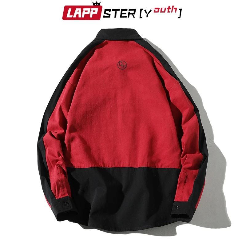 LAPPSTER мужские лоскутные Harajuku рубашки с длинным рукавом Мужская Уличная Корейская рубашка Повседневная розовая Модная рубашка на пуговицах 5XL