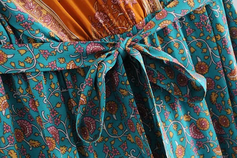 Винтажный шикарный женский цветочный принт богемный пляжный женский комбинезон безрукавка с поясом без рукавов искусственный комбинезон Boho комбинезон топы
