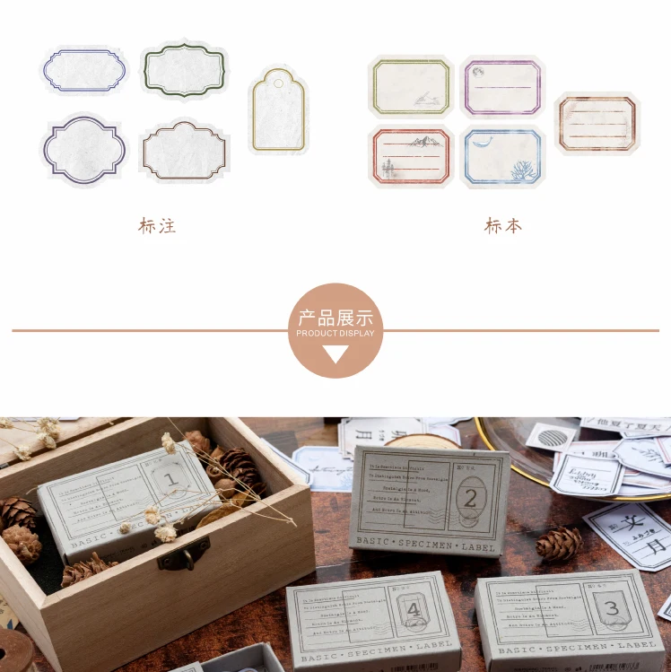 Retro Pragmatism Matchbox Boxed Sticker Pack Handbook Journal Diary Writable Decorative Paper Scrapbooking Diy Craft Stationery