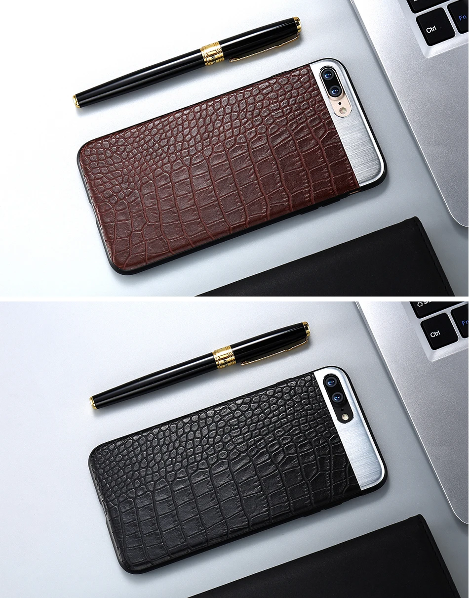 KISSCASS металлический кожаный чехол для iPhone 7, 8, 6, 6S Plus, чехол s, роскошный защитный чехол для телефона, чехлы для iPhone 7, 6, 6S Plus, X, 10