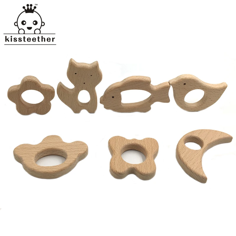 Mordedor org&aacute;nico de madera para beb&eacute;, dentici&oacute;n Natural para beb&eacute;, juguete de agarre para lactancia, mordedor para beb&eacute; reci&eacute;n nacido, regalo-0