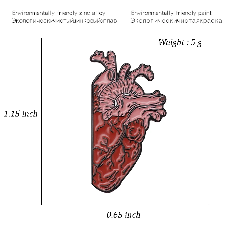 Realistic brain heart Couple pins Punk Badges Brooches Denim Enamel lapel medicine Gifts for men women Jewelry wholesale | Украшения и