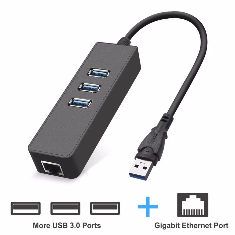 Высокоскоростной концентратор basix с 3 портами USB 0 100/1000 Мбит/с на RJ45 Gigabit Ethernet LAN