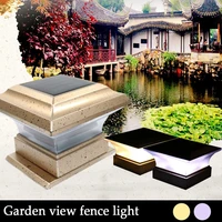 outdoor garden solar powered led post deck cap square fence landscape lamp light christmas decorations for home