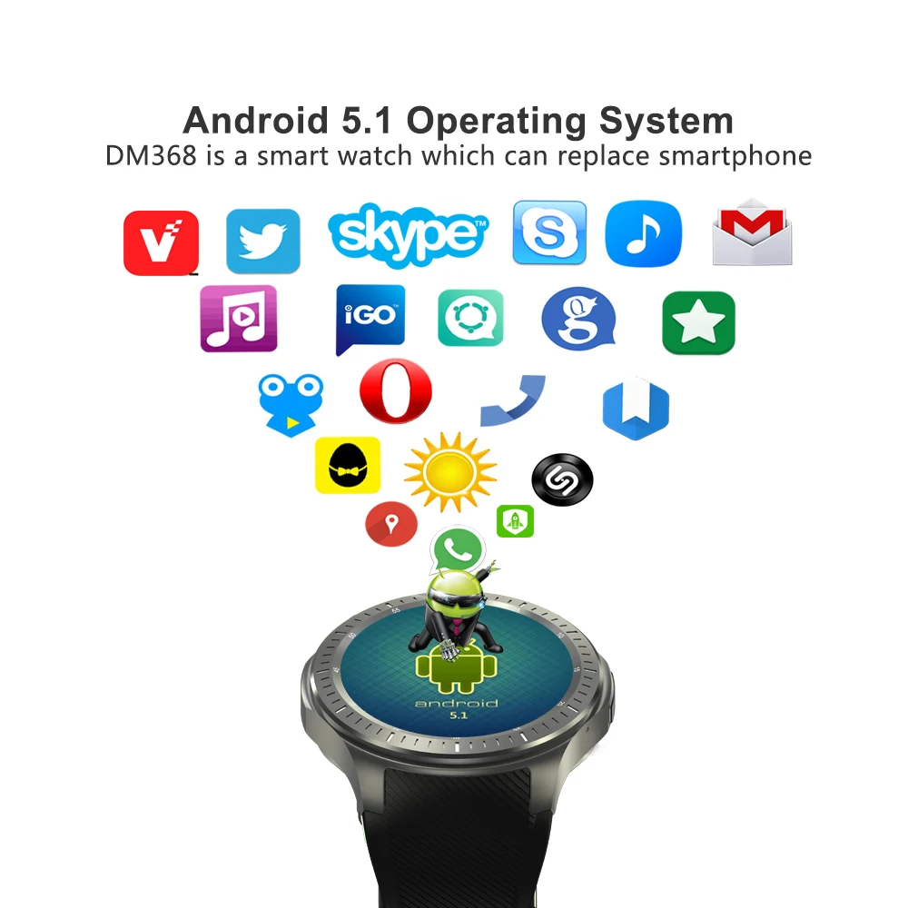 Leegoal DM368 Смарт часы 1.39 дюймов Android 3 г Bluetooth 4.0 WIFI шагомер сердечного ритма