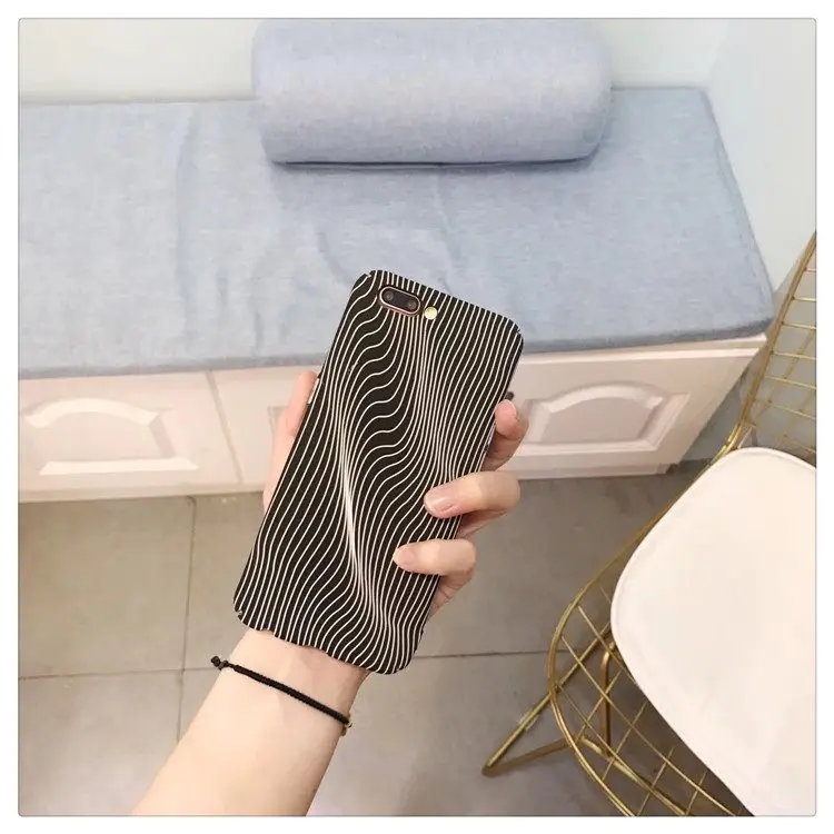 Creative abstract art in black and white twisted lattice Matte Phone Case For iphone 7 8 plus X XS Art PC Cover Capa Fundas |