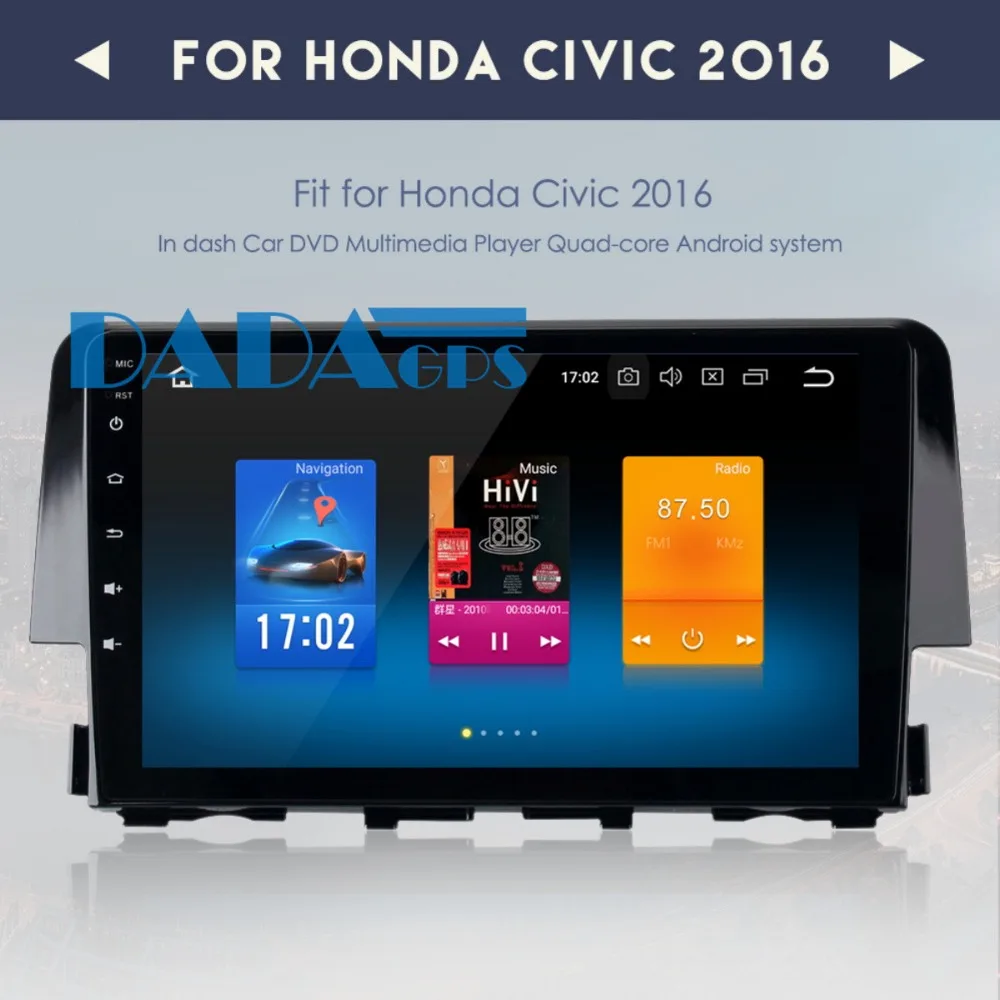 Автомагнитола на Android 6 0 с большим экраном и GPS навигацией для Honda Civic 2016 2017 2018 без