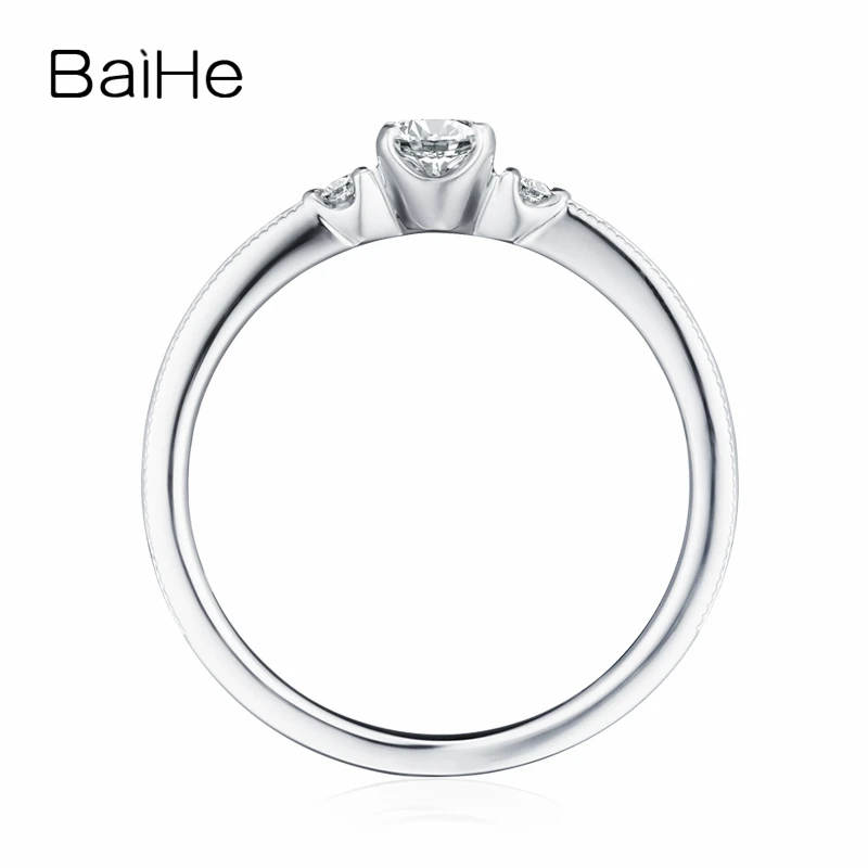 Круглый Муассанит BAIHE из белого золота 10 карат 0 25 карата обручальное модное