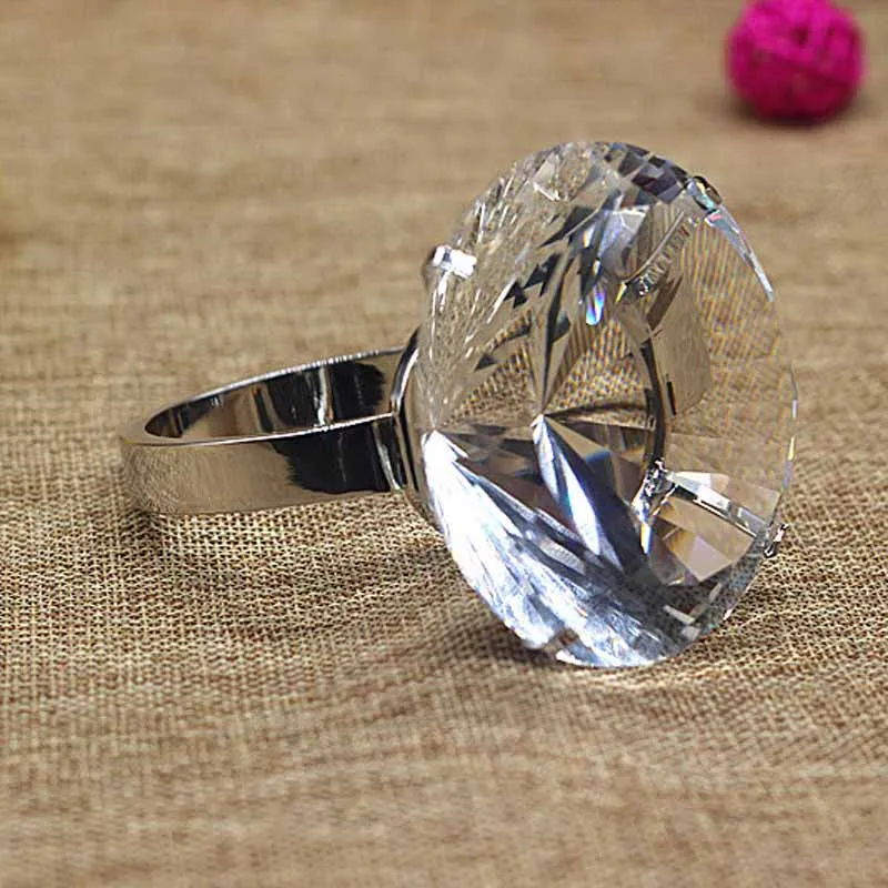 Diamond Украшением в виде большого камня для Юбилей обещание обновление для свадебной вечеринки обручальные кольца для стола салфетка украшение из колец, подарок на день рождения - Цвет: Diamond