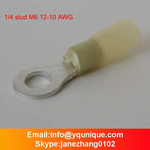 6mm bolt Тепловая клемма с термоусадочной изоляцией изолированный Электрический провод Кабельный разъем авто 12-10 AWG желтое кольцо M4 M5 M6 M8 M10 M12 - Цвет: 6mm bolt