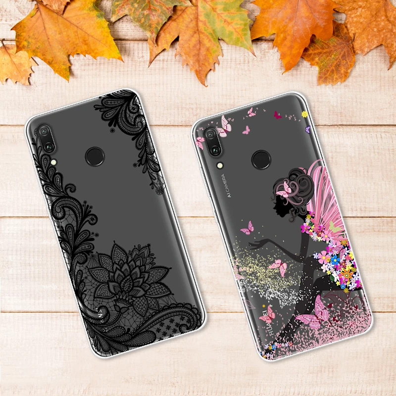 Case For Huawei Y7 2019 6.26 Inch Transparent Printing Drawing Silicone Phone Cases Cover |