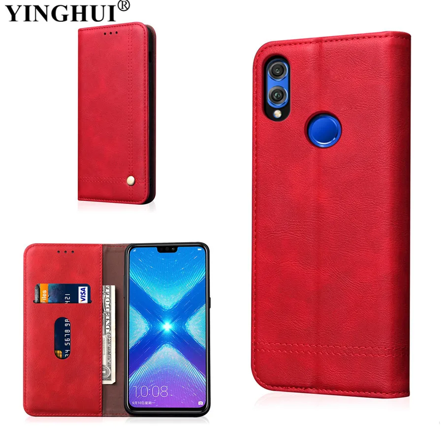 Для huawei Honor 8x8X6 5 дюймов чехол книжка кожаный бумажник винтажный Чехол мягкий для