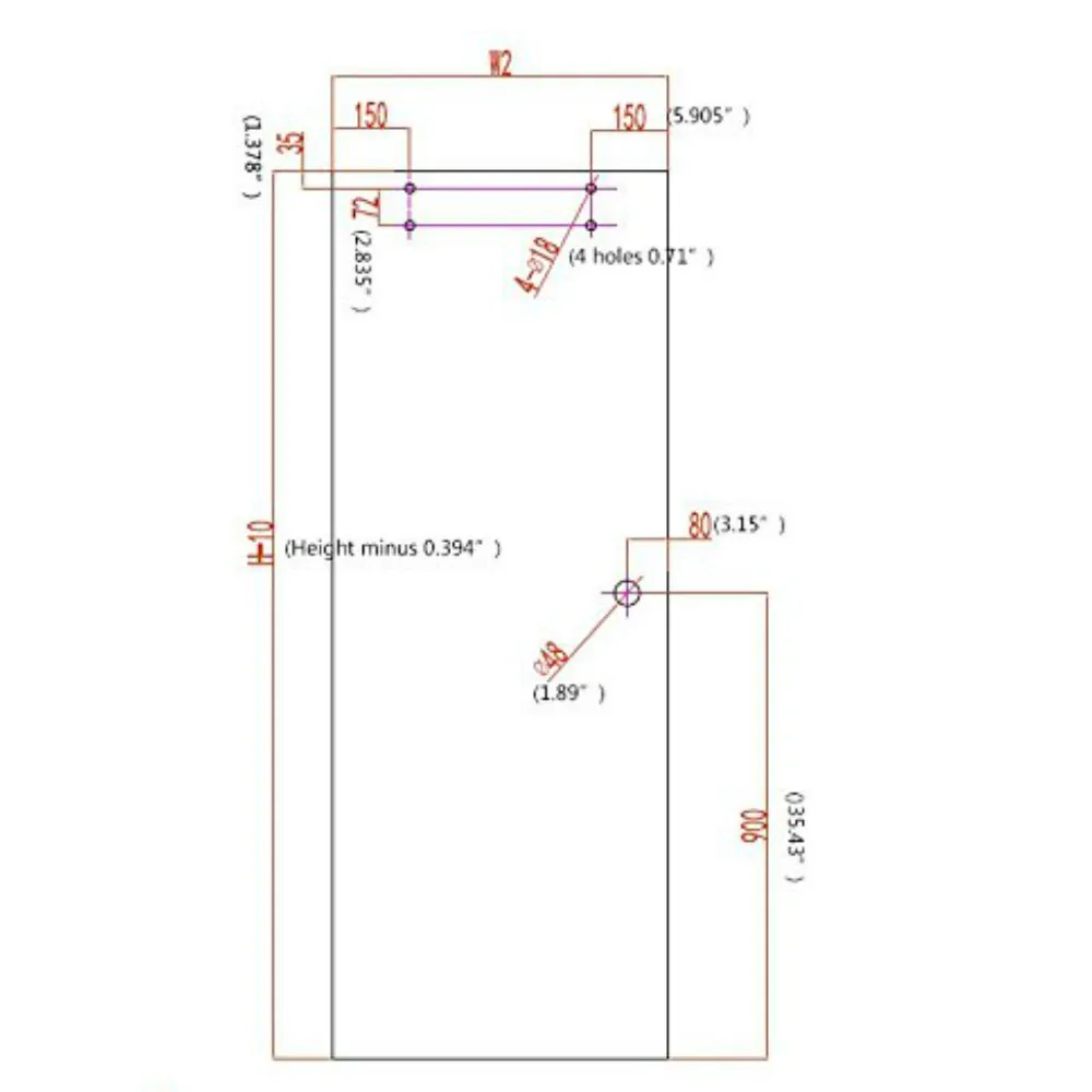6 Футов хромированный полированный обход Безрамное раздвижное стекло для