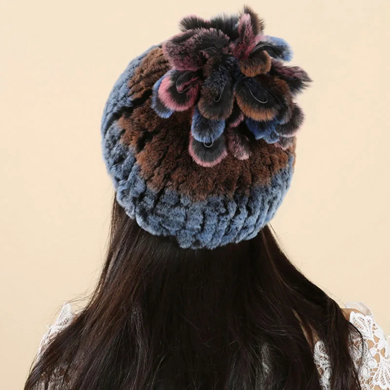 Женская Кепка шляпы для женщин вязаный натуральный мех ЗИМА Gorros Beanie Женская Русская Шапка Femme Toucas de Inverno feminina женские шапки
