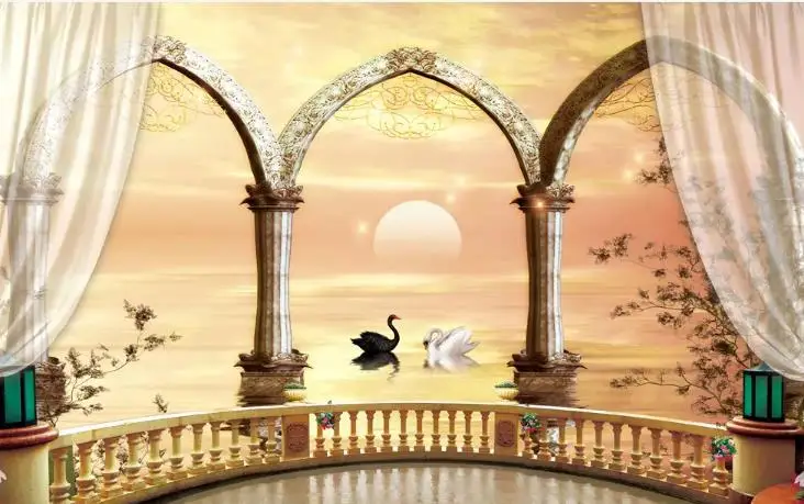 Custom living room 3d wallpaper Roman column balcony for walls 3 d photo TV backdrop | Обустройство дома