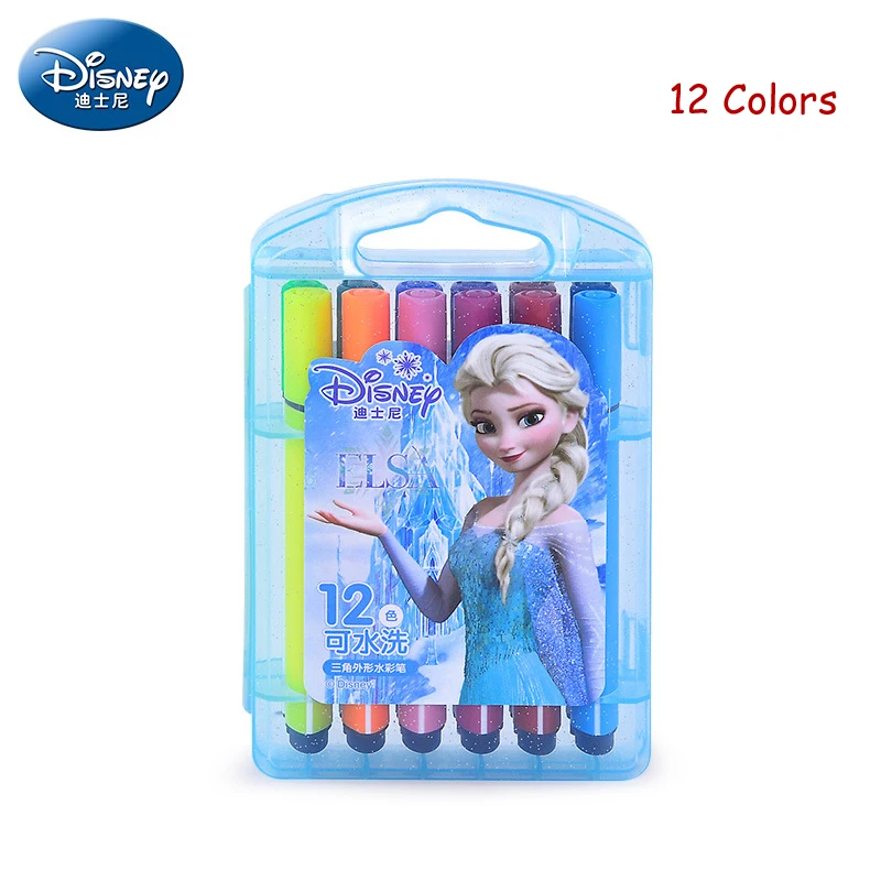 12 Colors elsa Оригинальные маркеры Диснея, ручки-щетки для рисования, маркерная ручка, мультяшная замороженная Анна, Эльза, Микки Маус, художественные принадлежности, подарок - Цвет: 12 Colors elsa