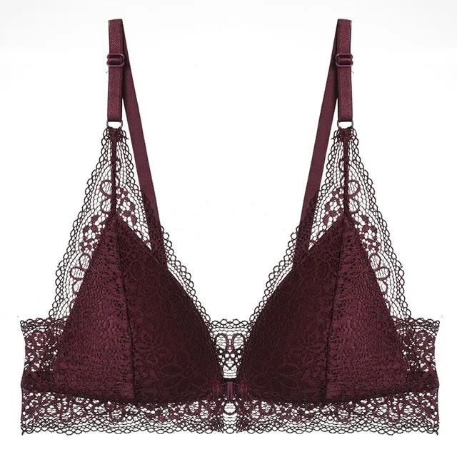 fenni-winered Queenral сексуальный кружевной бюстгальтер отжимать Bralette бюстгальтеры для женщин спереди застежка бюстгальтер без косточек дышащий без спинки женское нижнее белье бюстгальтеры - Цвет: fenni-winered