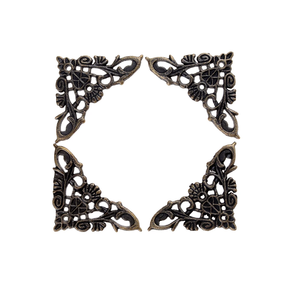 

4PCS Bronze Jewelry Box Book Butterfly Corner Bracket Antique Frame Accessories Notebook Menus Decorative Protector