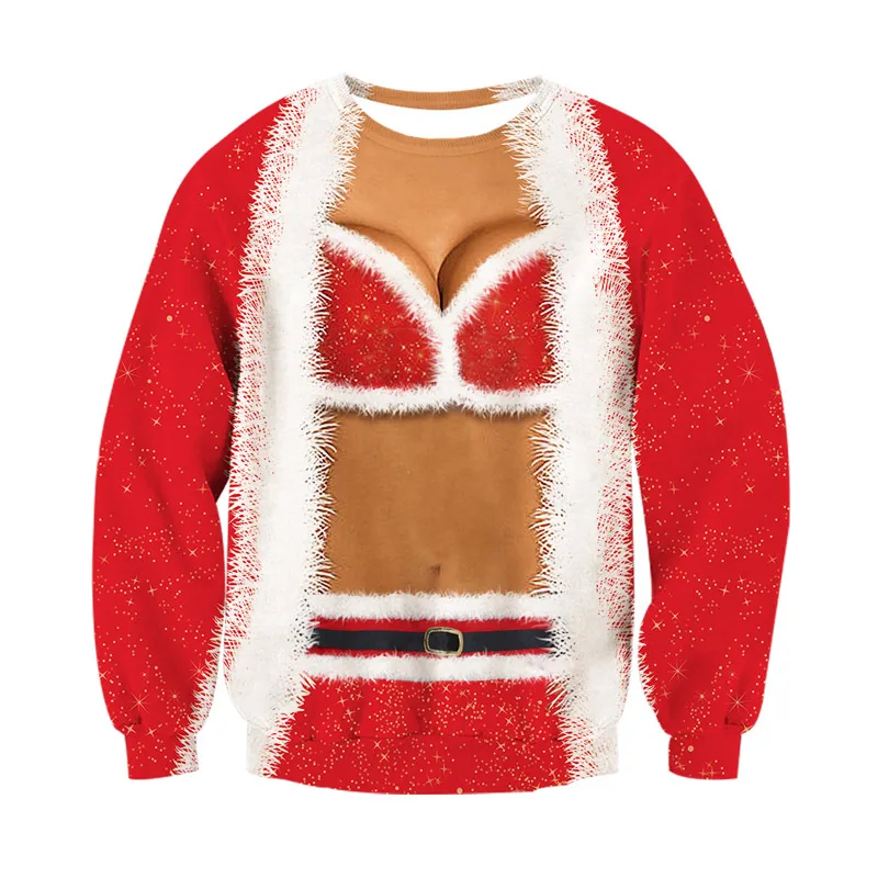2020 Ugly Christmas Sweater Santa Claus Printed Loose Men Women Pullover Novelty Autumn Winter Tops Clothing | Женская одежда