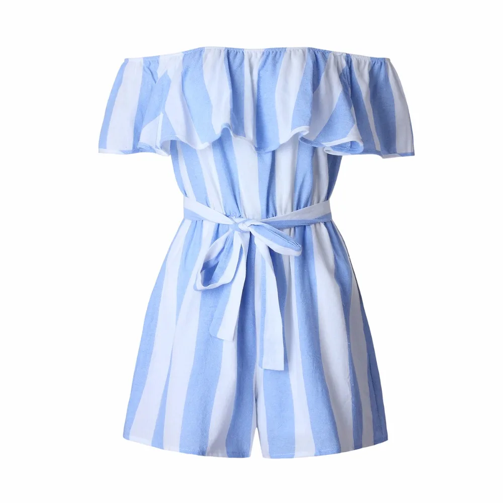 Stripe One Shoulder Pants Shorts Rompers Womens Summer Jumpsuit Sexy Bodysuit Combinaison Salopette Femme Playsuit Combishort | Женская