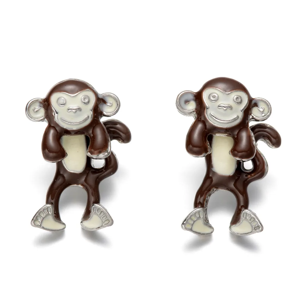 Onnea Новая мода обезьяна Серьги Симпатичные Тонкой Эмаль Обезьяна пирсинг уха