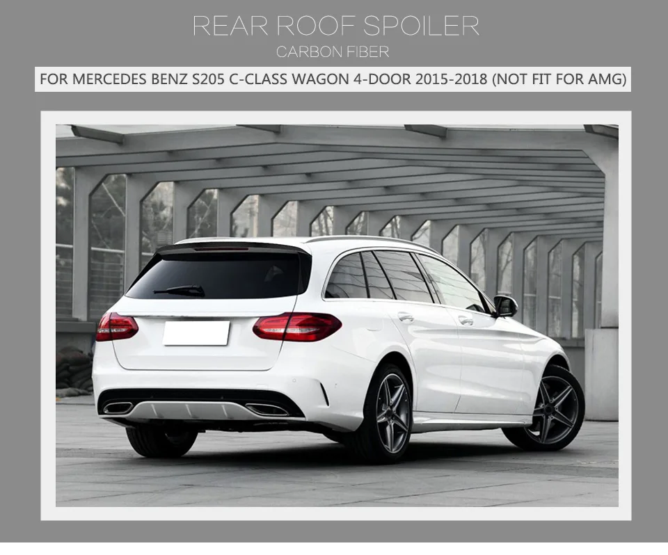 Углеродного волокна задний спойлер козырек окна FRP черный для Mercedes-Benz C Class S205 Wagon Hatchblack 4 двери 15-18 не Для AMG