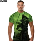 Мужская футболка KYKU, летняя зеленая футболка с 3D-принтом в виде черепа, пиратского дьявола, 2018
