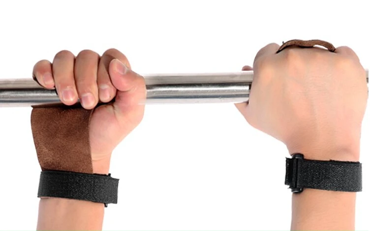 

1 Pair Genuine Cowhide Leather Durable Horizontal High Bar Pull Up Training Gym Gloves Mitts Belt Weight Lifting