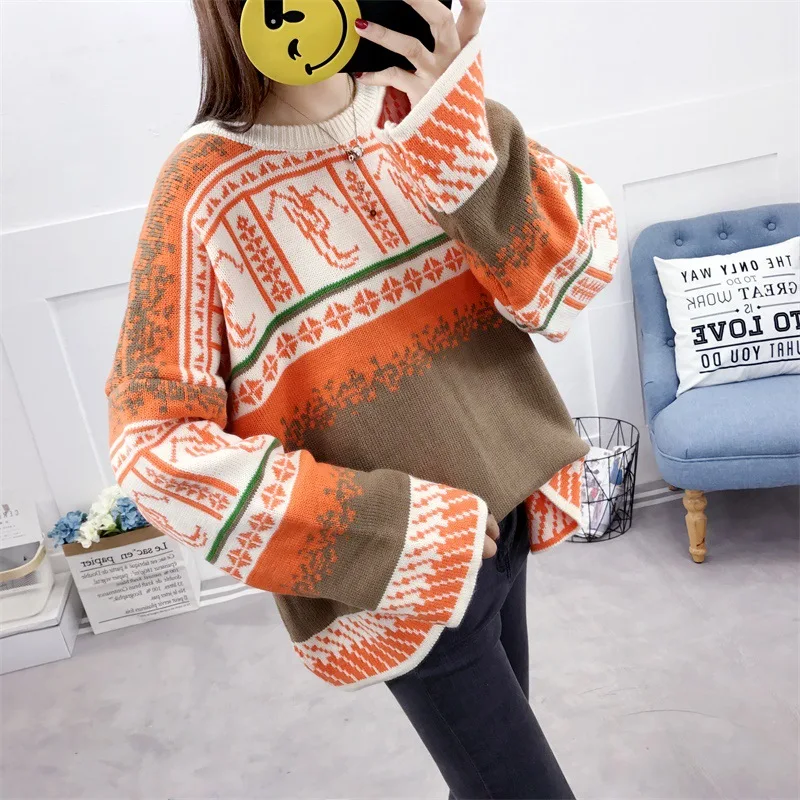 New Style Big Size Korean Sweater O Neck Bottom Knitted Pullover Office Lady Winter Tops for Women | Женская одежда
