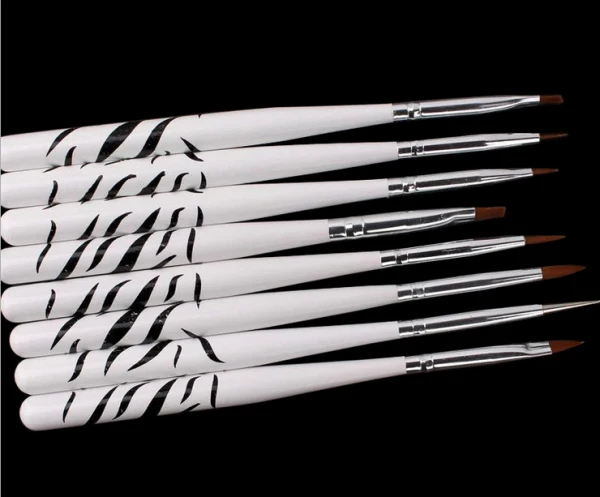 Бесплатная доставка 8 шт./компл. зебра маникюр щетки гелевые ногтей комплект