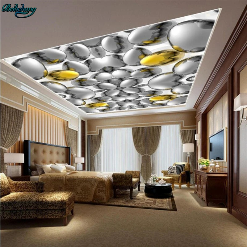 

beibehang Large Customized Metal Egg Symmetrical Rising Living Room Ceiling Ceiling Home Decorative Painting