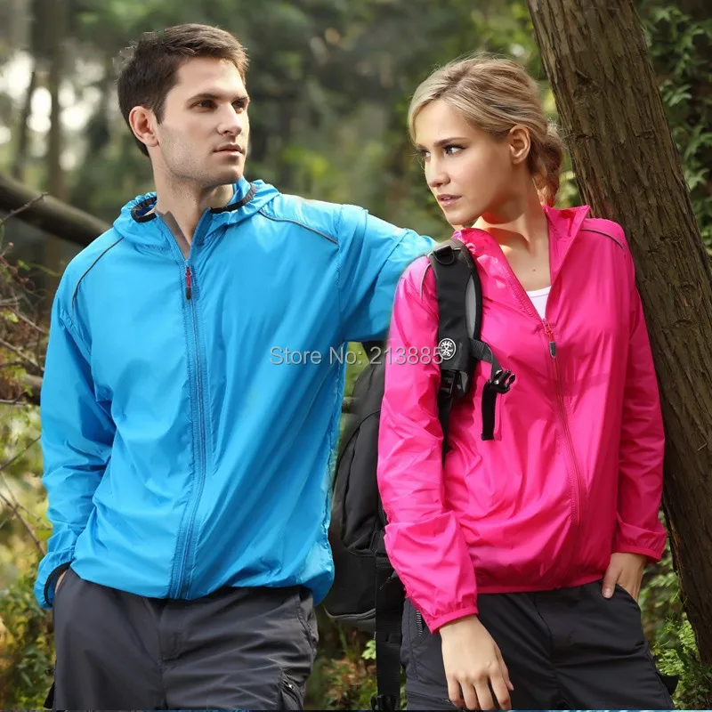New 2014 woman man couple outdoor sport hoodies hooded sportswear UV thin sunscreen coat spring summer zipper hood jackets | Мужская