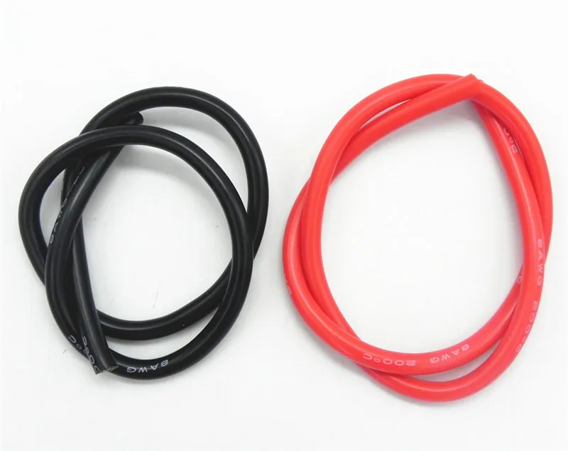 5 наборов/партия силиконовый кабель длиной 1 м 8AWG 0 черный + м|copper cable|silicone wire cablewire