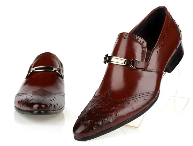 Slip-On Men's Dress Oxfords Male Smart Casual Genuine Pointed Toes Carved Men Shoes Low Heel Gradient Formal | Обувь