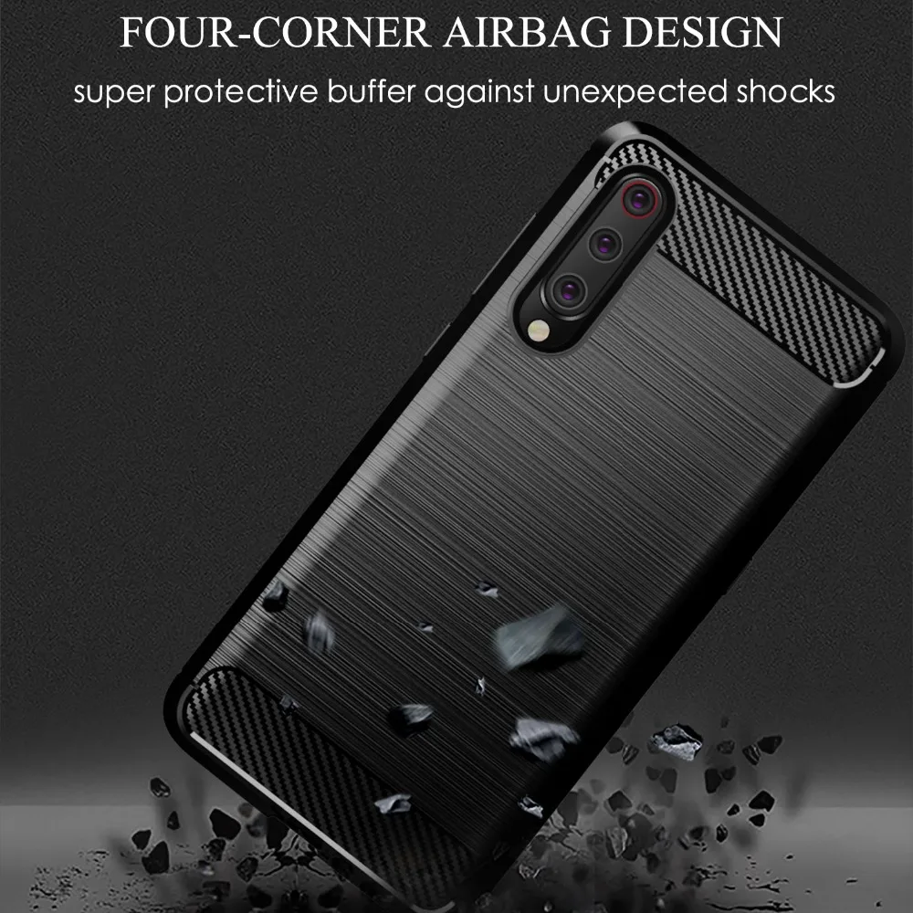 Carbon Fiber Texture Back Case For xiaomi mi 8 lite 9 CC9 Simple Brushed Silicone Cover mi8 SE Explorer Mi9 CC9E case |