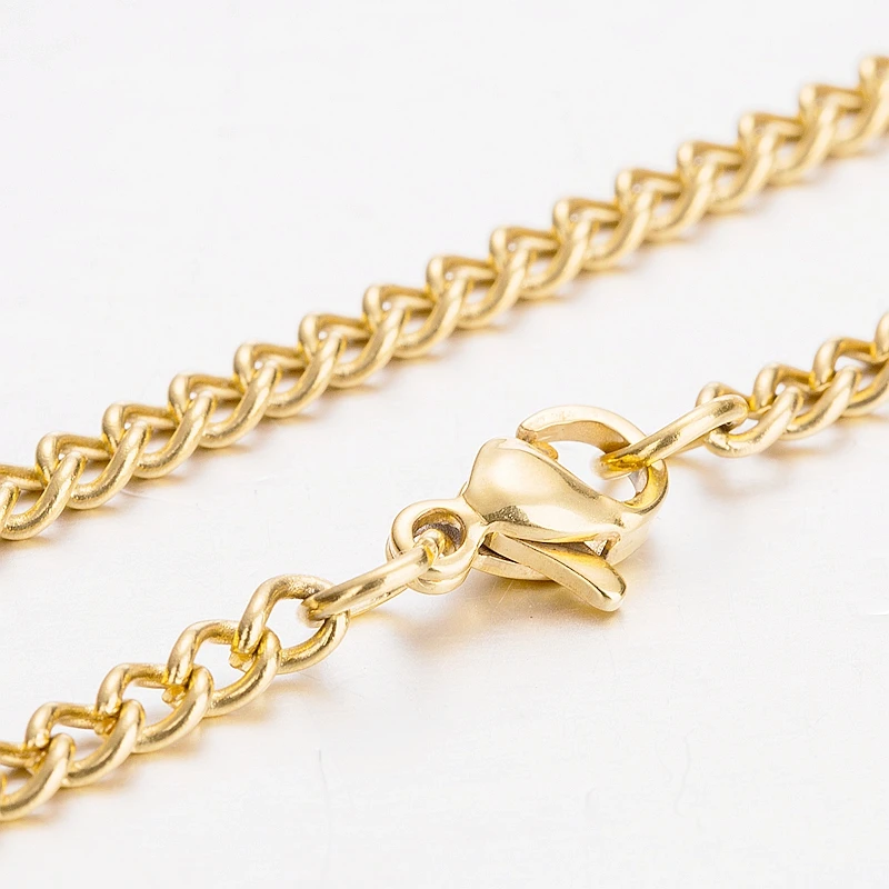 2.0 мм 18kgp золотой тон Нержавеющая сталь кубинский Curb Link Chain necklace Для мужчин