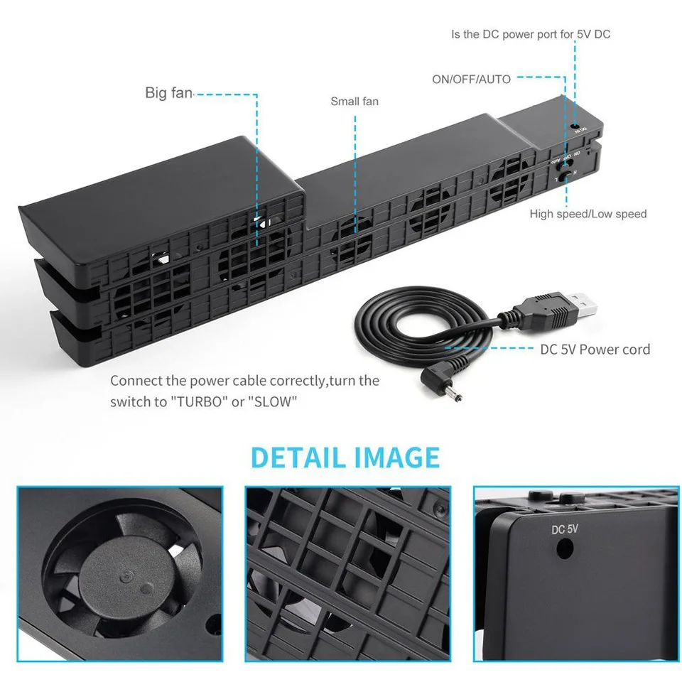PS4 Pro Cooling Fan External USB Cooler 5 Super Turbine Temperature Radiator Suitable for Playstation 4 Console | Электроника
