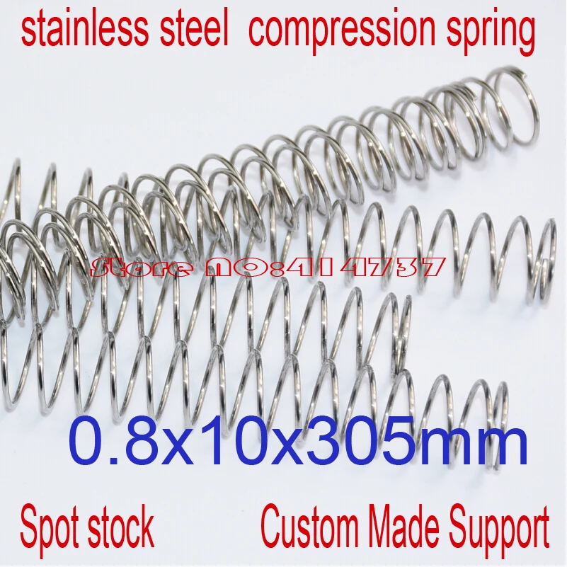 

5pcs 0.8*10*305mm stainless steel spot spring 0.8mm wire hammer spring Y type compression spring pressure spring OD=10mm