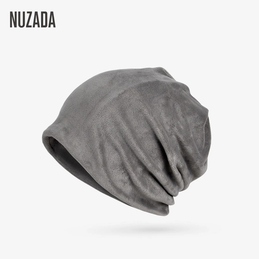 NUZADA, зимняя шапка, одноцветная, унисекс, для мужчин и женщин, Skullies Beanies, шапка, Вязанная, двойные, многослойные шапочки, капот, две функции