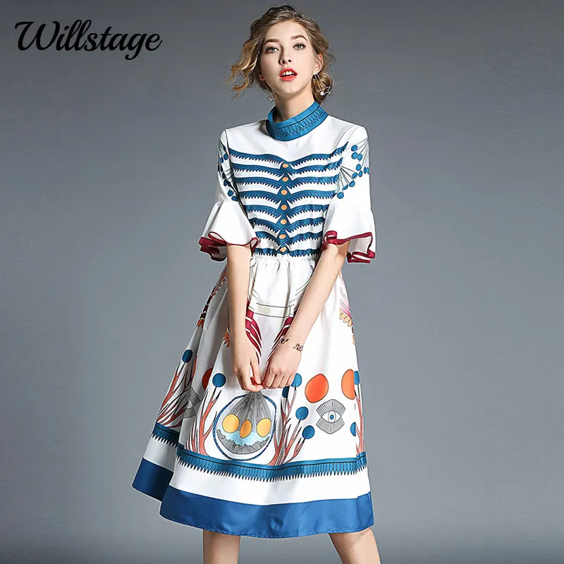 Willstage женское платье Половина Бабочка рукавом цветочным набивным рисунком