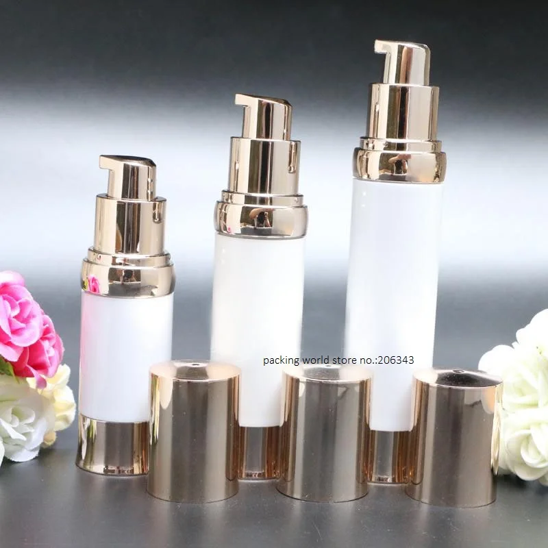 30 мл белая безвоздушная бутылка с золотым насосом/крышкой/основанием для