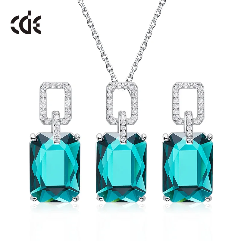 Photo Color CDE 925 пробы Серебряный набор украшений для женщин украшенный кристаллами от Swarovski Роскошный изящный ювелирный набор подарок на день матери - Цвет камня: Photo Color