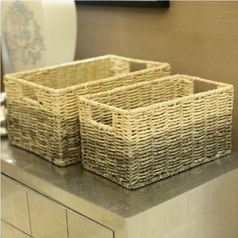 Винтажная Ретро сушеная кукурузная шелуха и железная плетеная корзина для белья